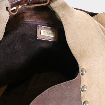 Dolce & Gabbana Suede Studded Hobo Bag