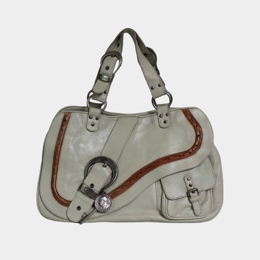 Dior 2006 Cream Gaucho Saddle Bag