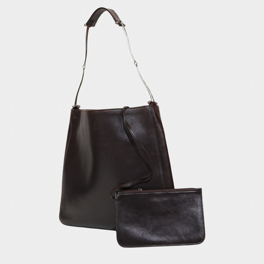 Gucci Metal Horsebit Handle Leather Tote