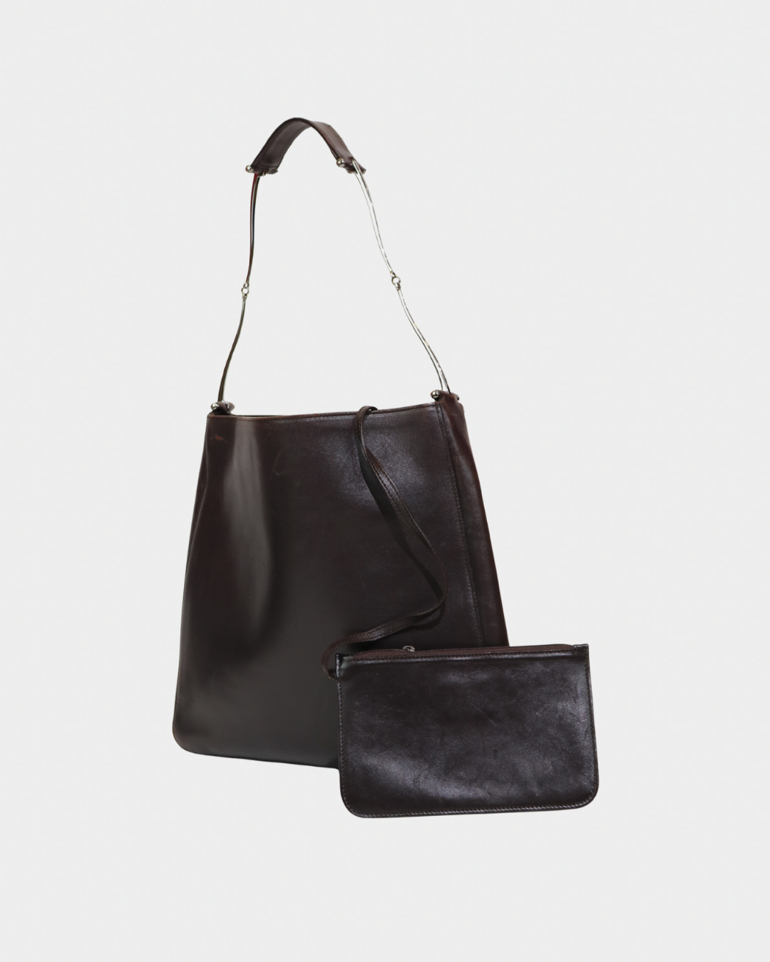 Gucci Metal Horsebit Handle Leather Tote