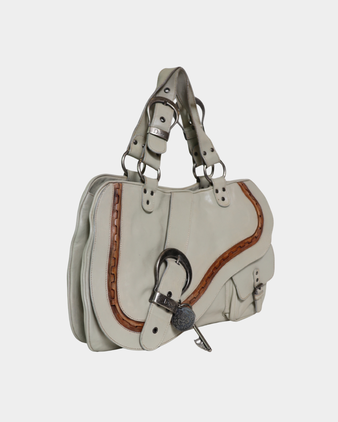 Dior 2006 Cream Gaucho Saddle Bag