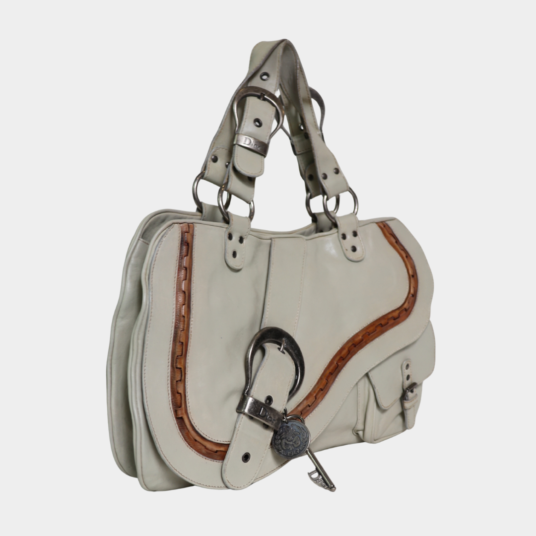 Dior 2006 Cream Gaucho Saddle Bag