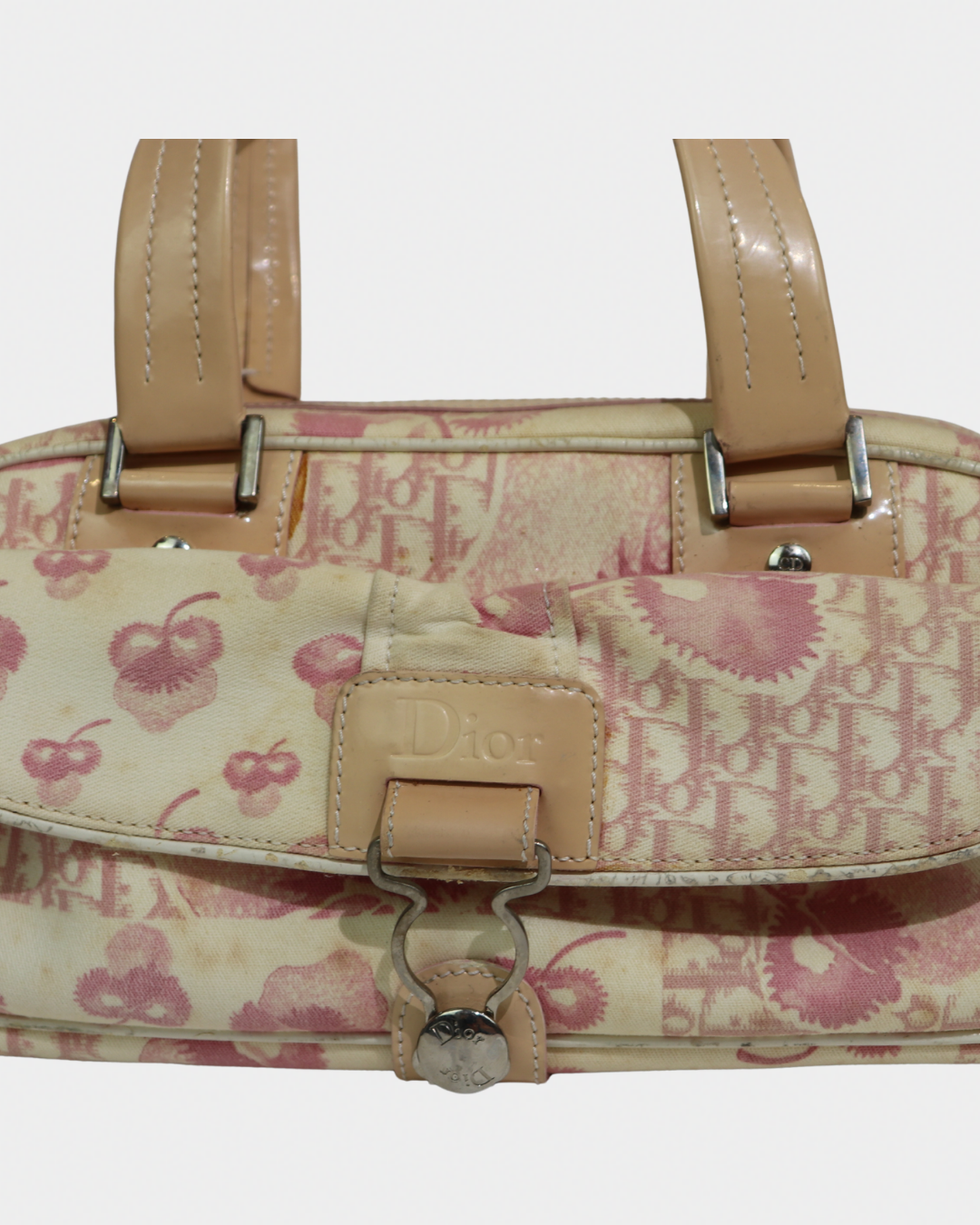 Dior Pink Cherry Diorissimo Mini Bowler Bag