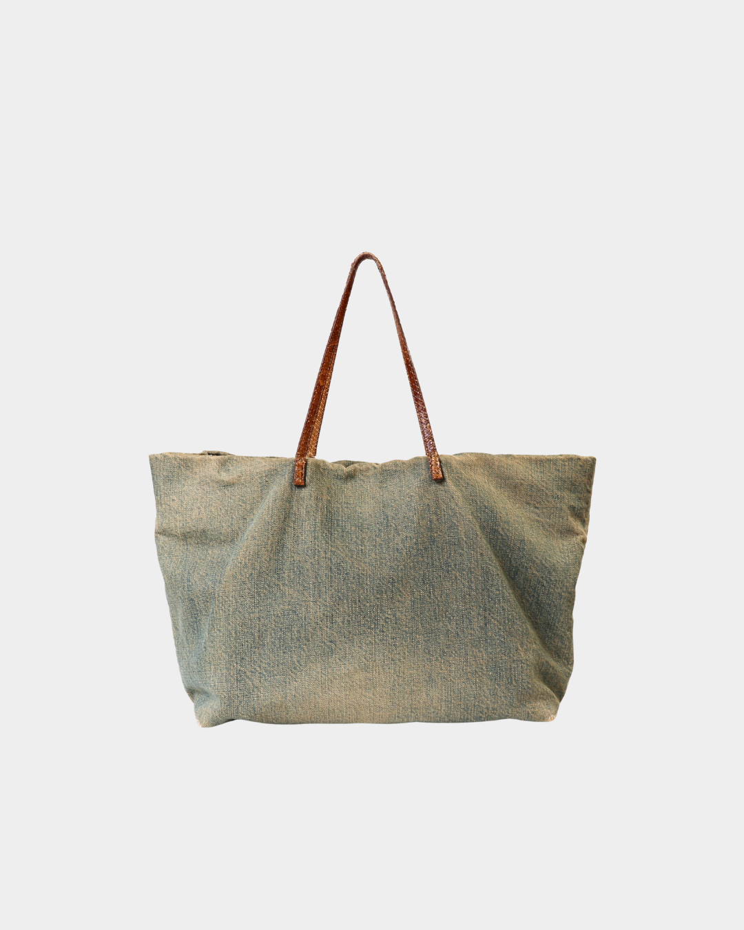 Fendi Washed Denim Tote w/Python Strap