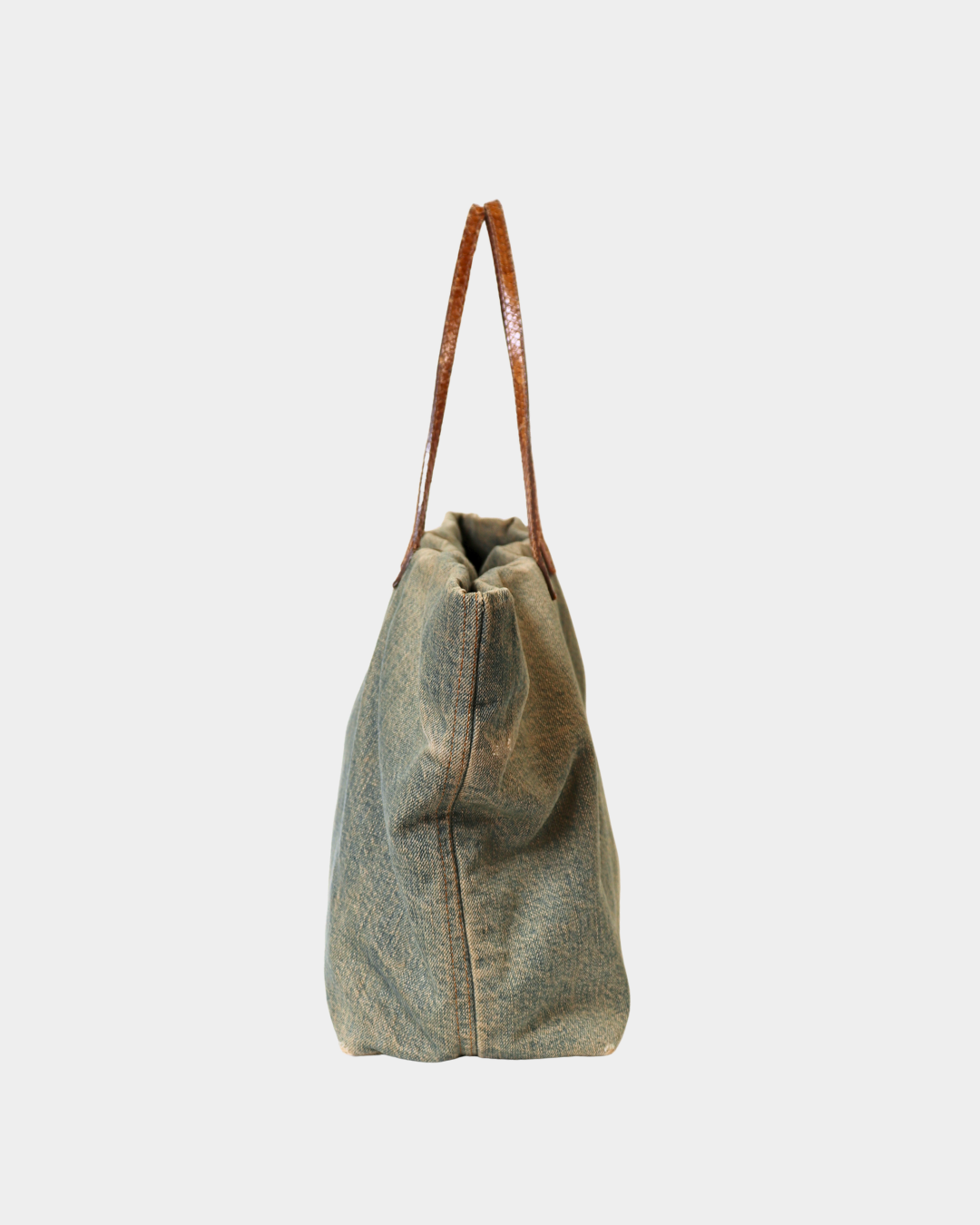 Fendi Washed Denim Tote w/Python Strap