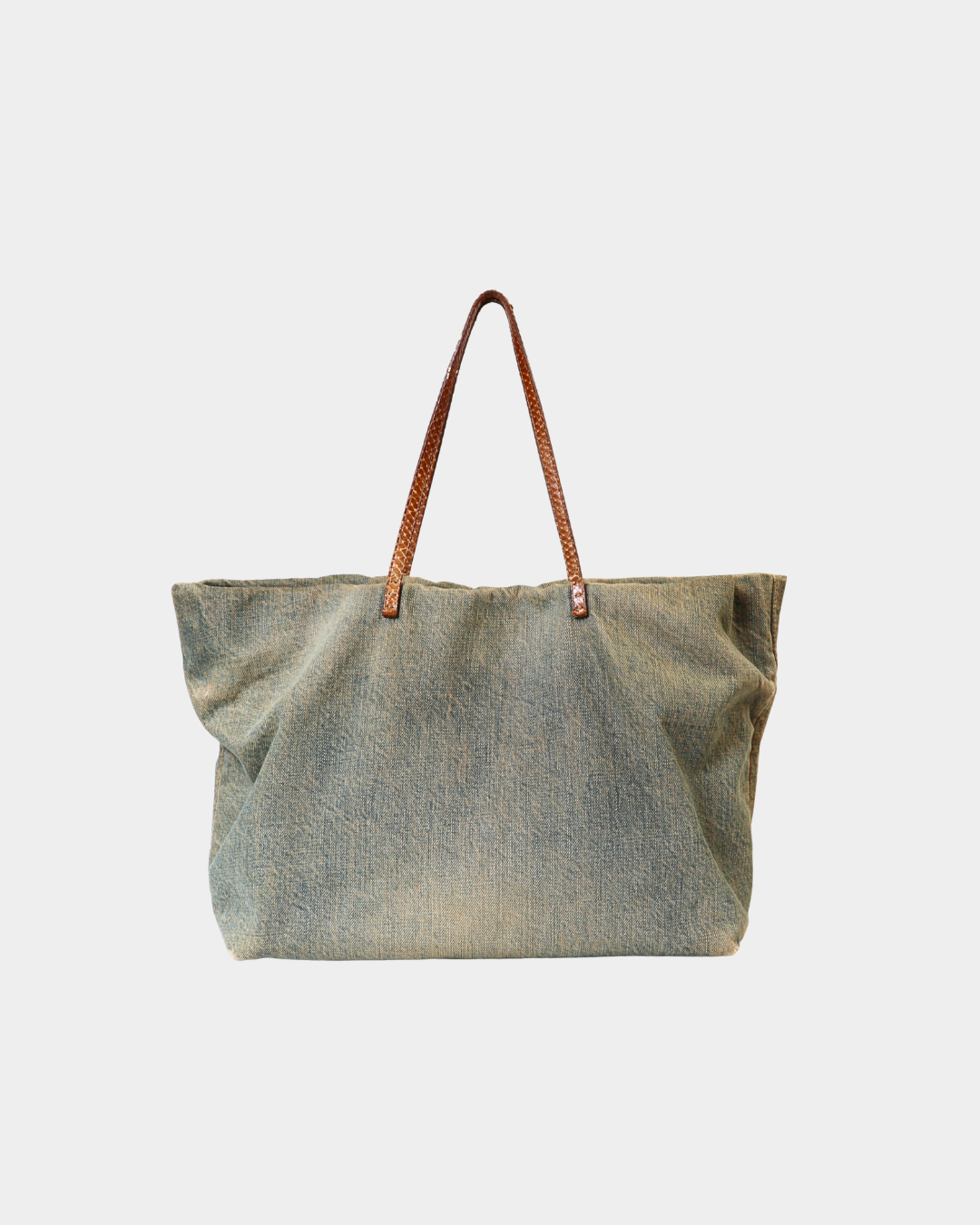Fendi Washed Denim Tote w/Python Strap