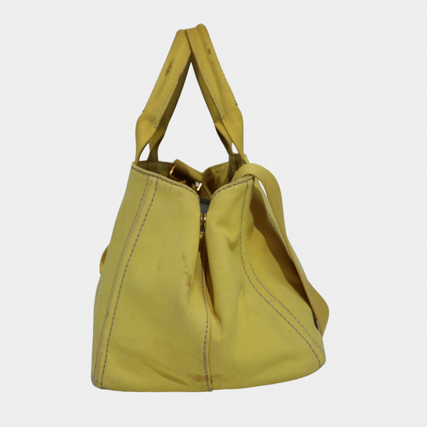 Yellow Prada Large Canapa Tote Bag