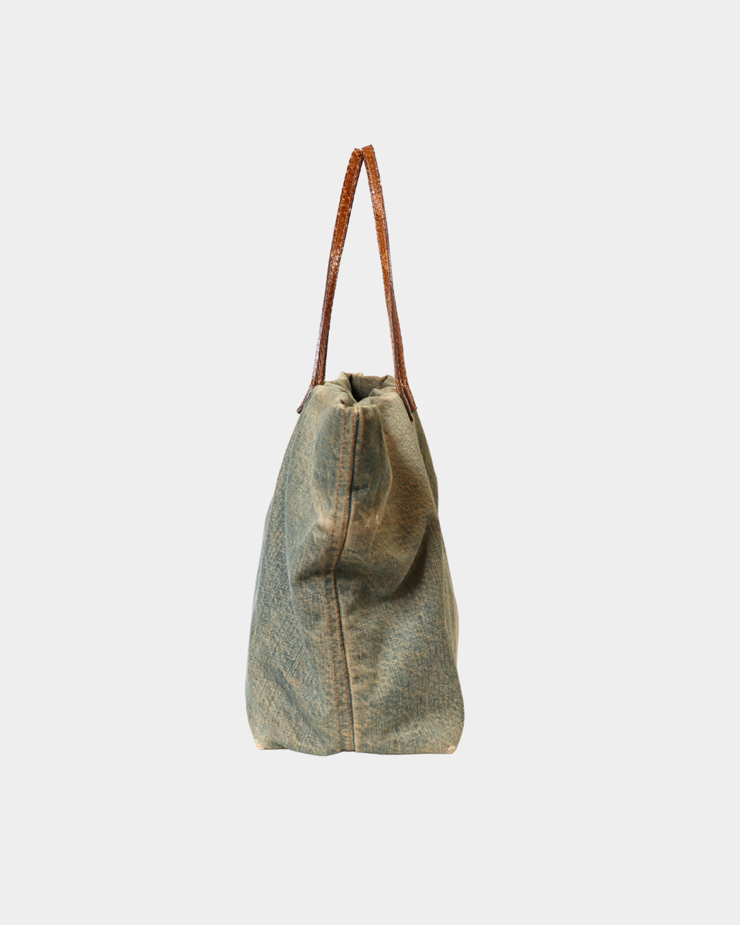 Fendi Washed Denim Tote w/Python Strap