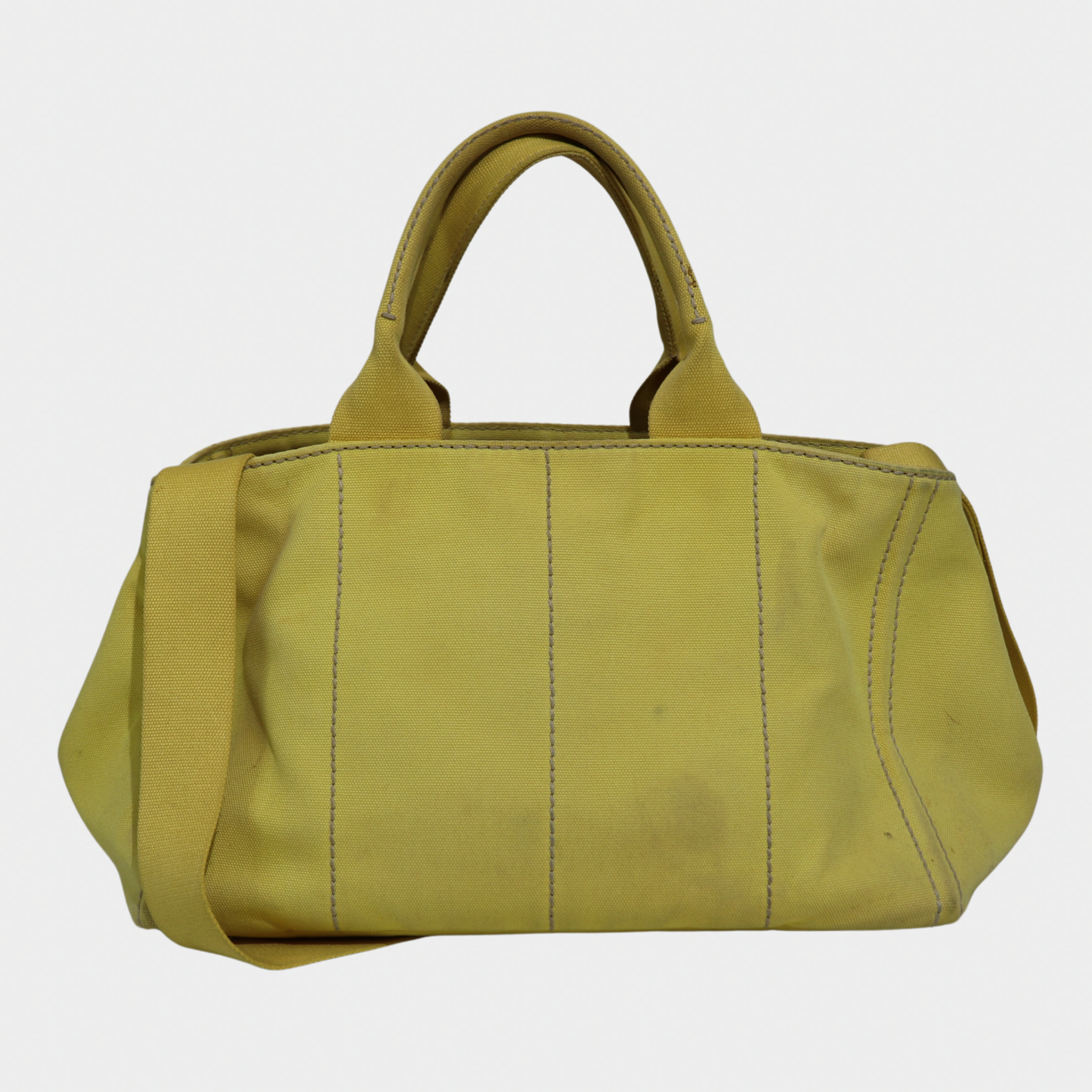 Yellow Prada Large Canapa Tote Bag