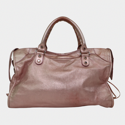 Limited Edition Metallic Pink Balenciaga City Bag