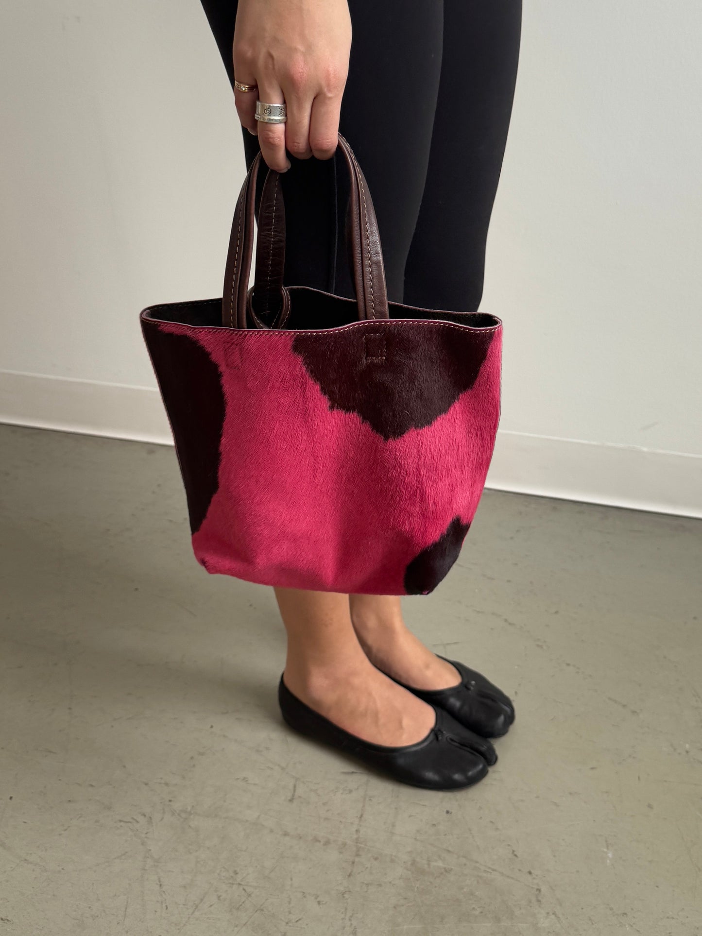 Pink Cow Print Pony Hair Bag