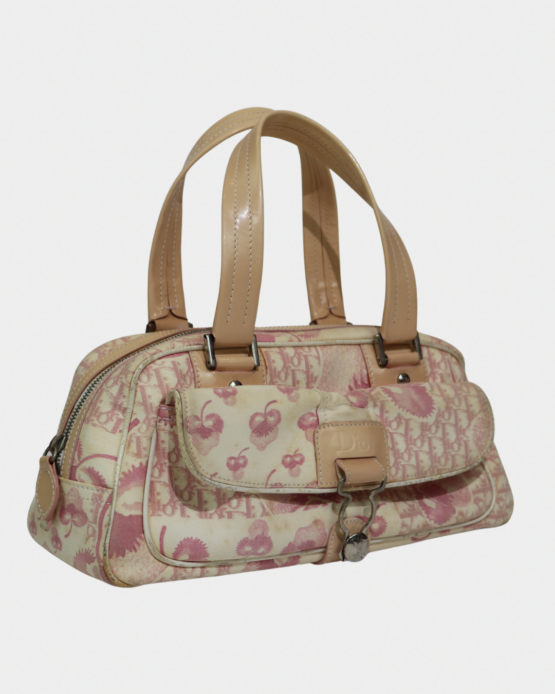 Dior Pink Cherry Diorissimo Mini Bowler Bag