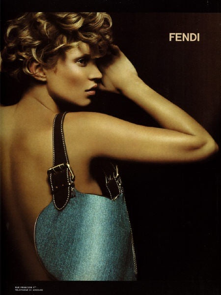 Fendi Denim Oyster Shoulder Bag