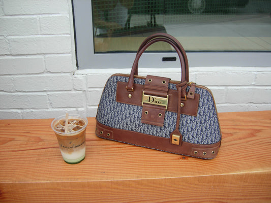 Christian Dior Navy Trotter Top Handle Bag