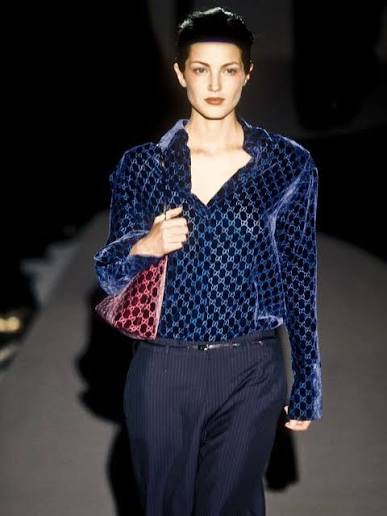 F/W1997 Gucci by Tom Ford Purple Velvet GG Monogram Shoulder Bag