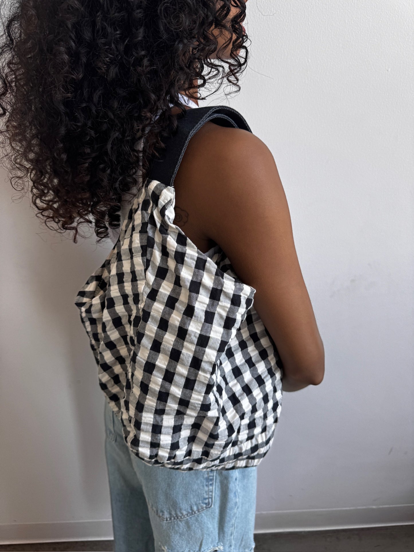 Comme des Garcons Tricot Gingham Tote Bag