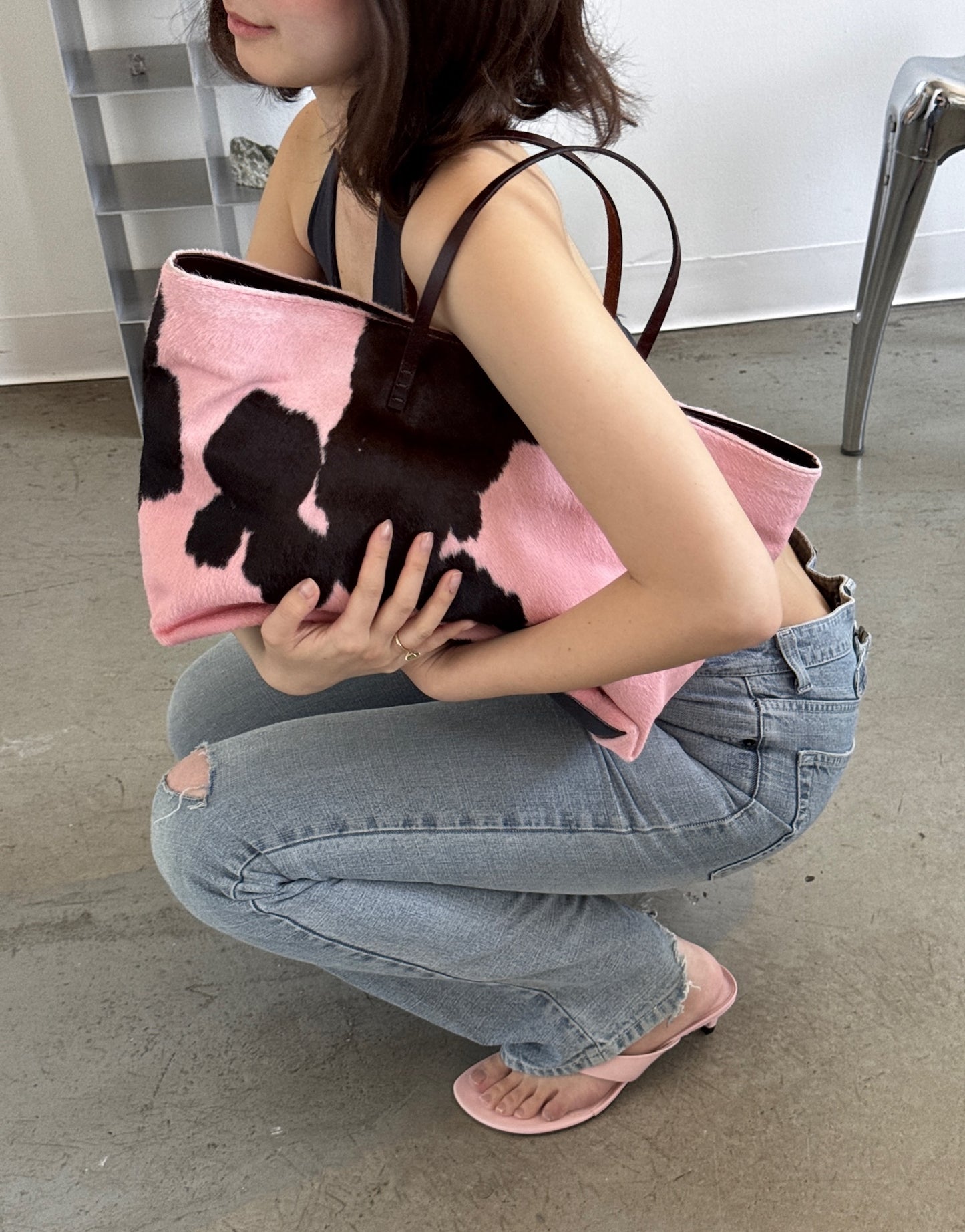 Fendi FW/1999 Pink Pony Hair Tote Bag