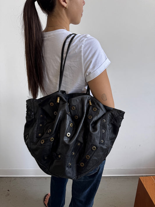 Dolce & Gabbana Black Metal Snap Tote Large