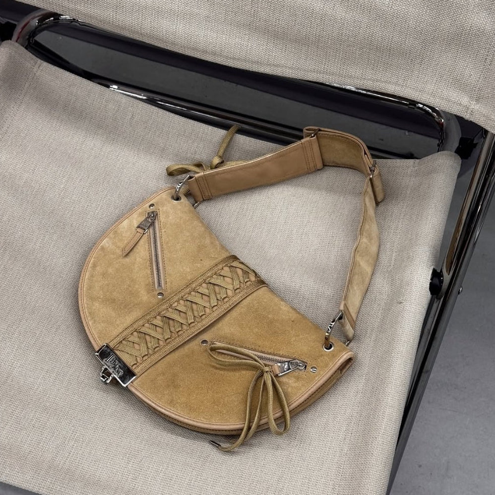 Dior Beige Suede Admit It Shoulder Bag