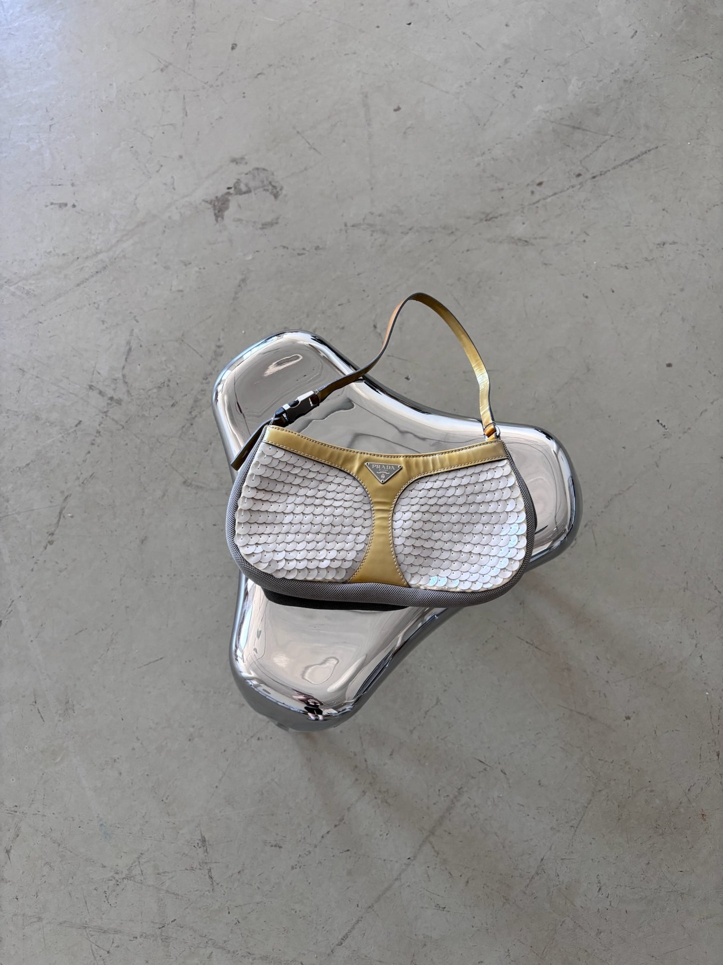 Prada Sequin Mesh Pink & Gold Shoulder Bag