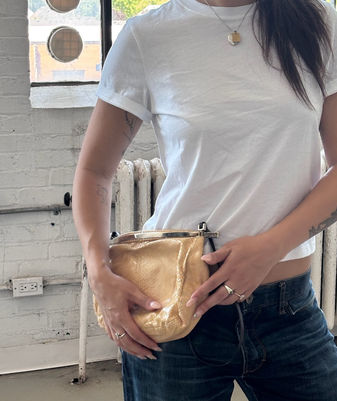 Fendi Python Metal Clasp Shoulder Bag