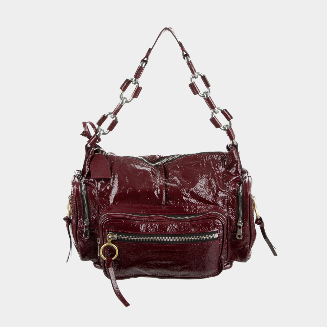 Chloe Red Patent Leather Chain Strap Bag