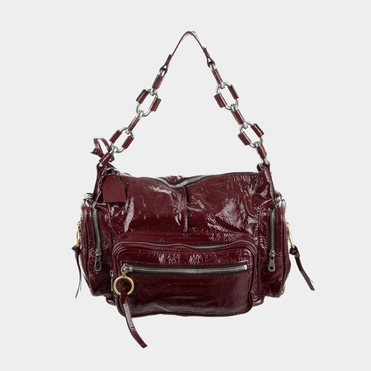 Chloe Red Patent Leather Chain Strap Bag